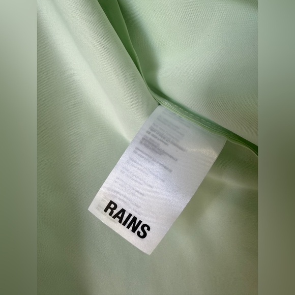 Rains Hooded Coated-Shell Jacket In Light Green Size L NWT - Picture 10 of 10